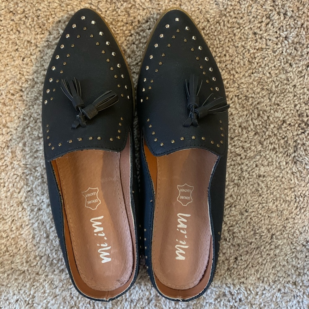 Black Studded Loafers